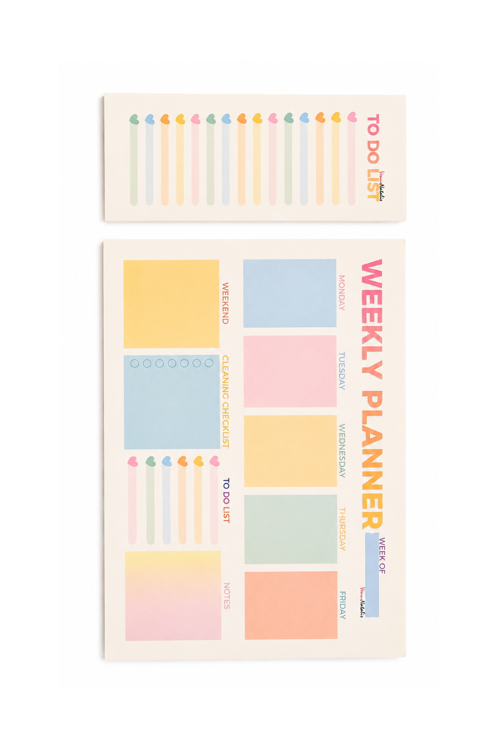 Weekly Planner A4 + Skinny To Do List Bureauplanner Set 50 Vellen per Blok Pastel Planner Weekplanner en Takenlijst