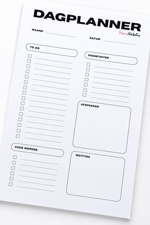 Minimalistische Dagplanner A5 – Ongedateerde Planner – To Do Lijst – Daily Planner – Overzicht & Structuur – Notitieblok