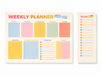 Weekly Planner A4 + Skinny To Do List Bureauplanner Set 50 Vellen per Blok Pastel Planner Weekplanner en Takenlijst