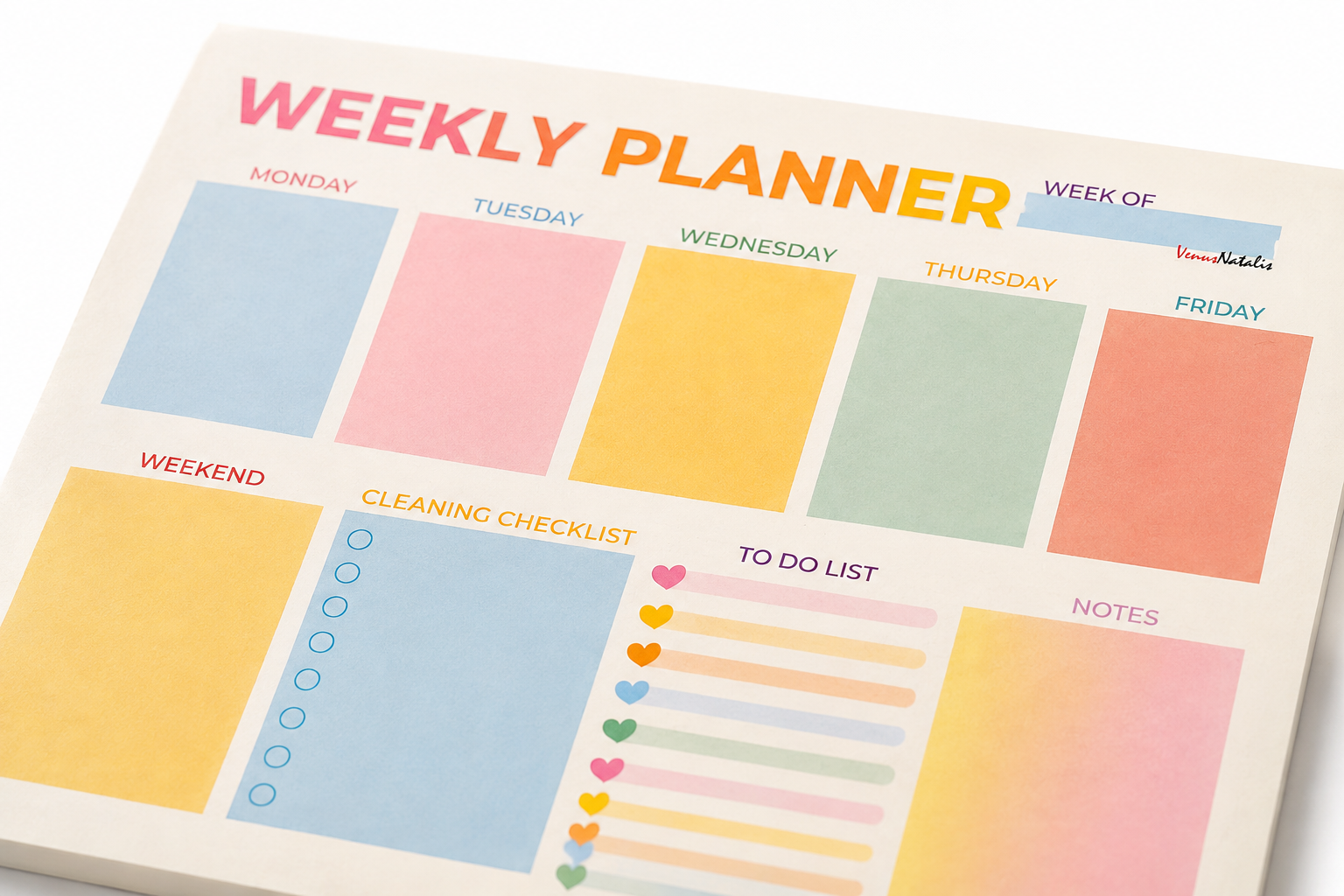 Weekly Planner A4 + Skinny To Do List Bureauplanner Set 50 Vellen per Blok Pastel Planner Weekplanner en Takenlijst