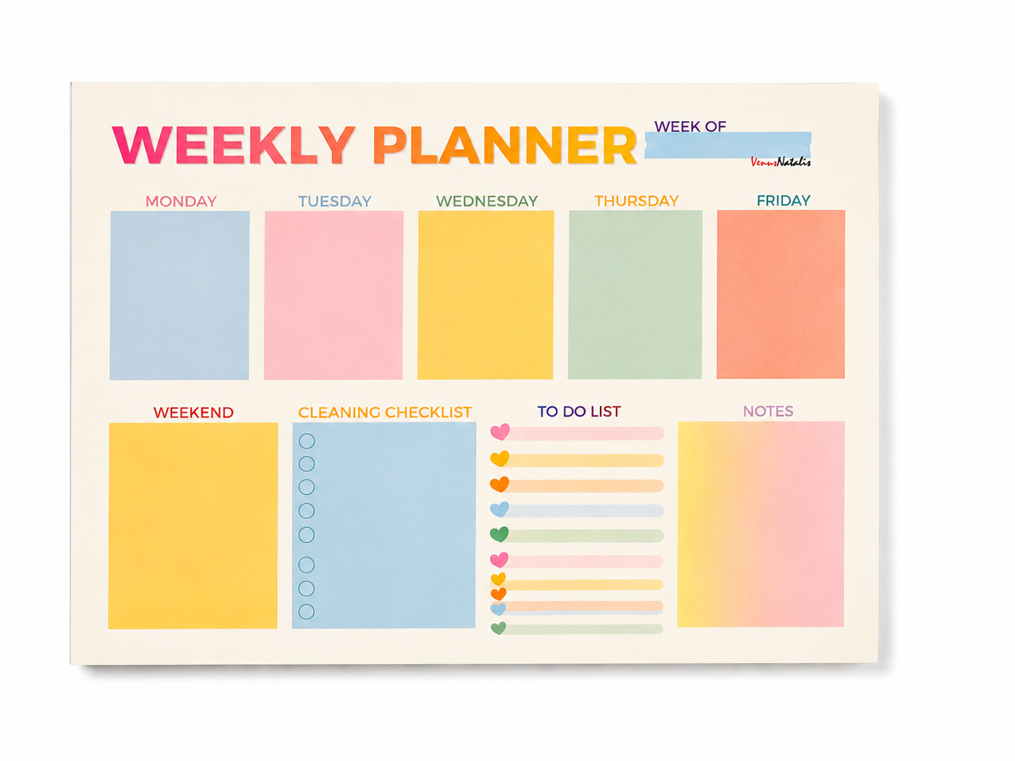 Weekly Planner A4 + Skinny To Do List Bureauplanner Set 50 Vellen per Blok Pastel Planner Weekplanner en Takenlijst