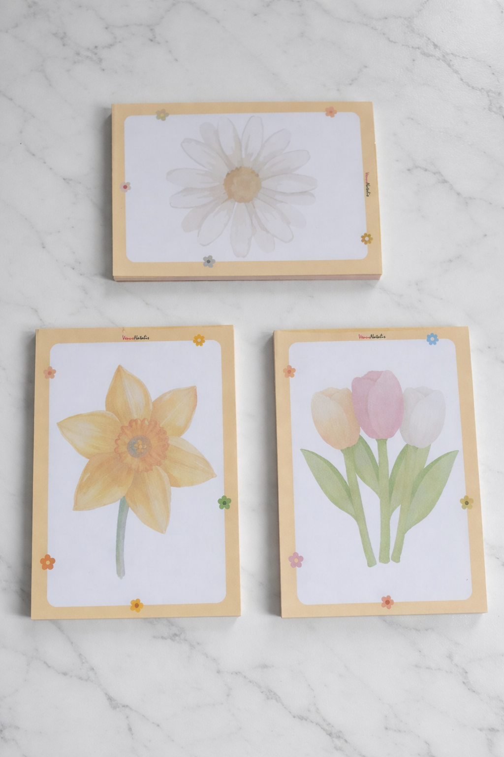 Set van 3 Notitieblokken A6 | Lente Bloem Design